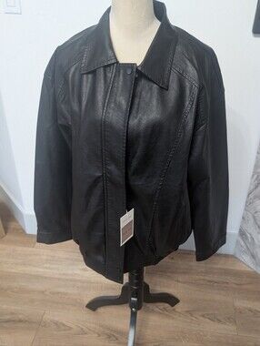 Bella Vita Black Leather Relaxed-Fit Jacket
